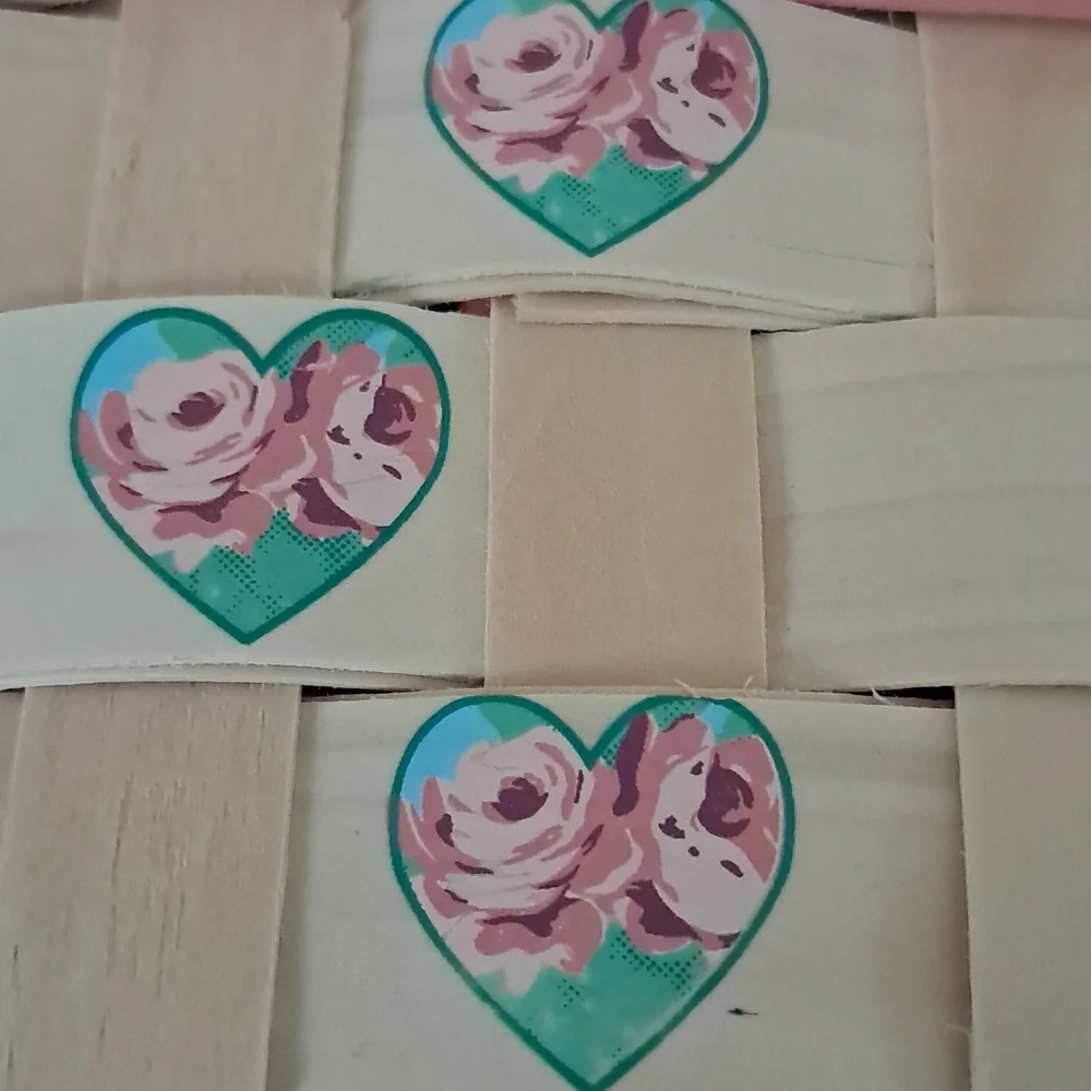 New Cottagecore Longaberger Style Basket With Hearts And Roses